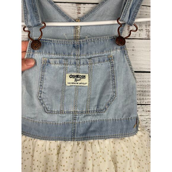 Oshkosh Bgosh Overall Denim Dress Tutu Tulle Girls 3T Sparkle Country Wedding - Picture 3 of 7